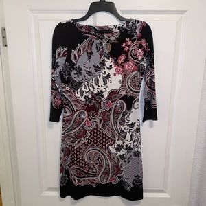 🖤White House Black Market 3/4 Sleeve Keyhole front Mini Dress | XS